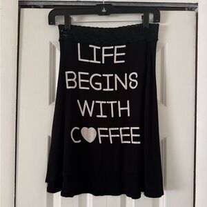 Life Begins With Coffee Stretchy A-Line Skirt/Shirt Unique Piece